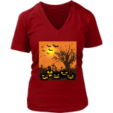 Jack O Lantern T-Shirt - Spooky Cemetery T Shirt Halloween - Womens Plus Size up to 4X