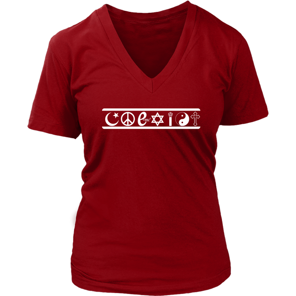 Coexist T-shirt - Kindness Shirt - Multiple Religions Tshirt - Womens Plus Size up to 4X