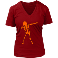 Neon Dabbing Skeleton Tshirt - Creepy Halloween Dancing Bone - Womens Plus Size up to 4X