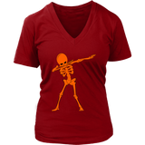 Neon Dabbing Skeleton Tshirt - Creepy Halloween Dancing Bone - Womens Plus Size up to 4X