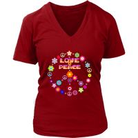 Love Peace Sign T-Shirt - Cute Retro Flowers Tee - Womens Plus Size up to 4X