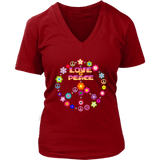 Love Peace Sign T-Shirt - Cute Retro Flowers Tee - Womens Plus Size up to 4X