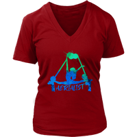 Aerialist Tshirt - Air Silk Acrobat Yoga Aerial Silks Dancer V-Neck T-Shirt Womens Plus Size S-4XL