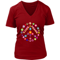 Peace Love Sign T-Shirt - Cute Retro Flowers Tee - Womens Plus Size up to 4X