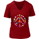 Peace Love Sign T-Shirt - Cute Retro Flowers Tee - Womens Plus Size up to 4X