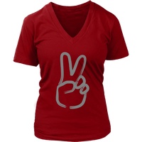 Hand Peace Sign T-Shirt - Grey 60s 70s Hippie Retro Tee - Womens Plus Size up to 4X