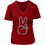 Hand Peace Sign T-Shirt - Grey 60s 70s Hippie Retro Tee - Womens Plus Size up to 4X