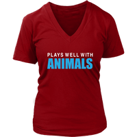 Plays Well With Animals - Pet Lover Shirt - Animal Rescue - Womens Plus Size Up To 4X