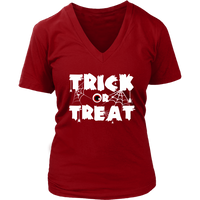 Trick or Treat T-Shirt Halloween Scary Eyeball Cobwebs Tee - Womens Plus Size up to 4X