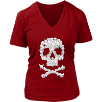 Dogs Skull Skeleton Dog Bones Trick or Treat Halloween Puppy V-Neck T-Shirt Womens Plus Size S-4XL