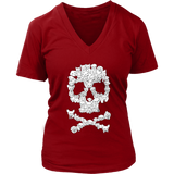 Dogs Skull Skeleton Dog Bones Trick or Treat Halloween Puppy V-Neck T-Shirt Womens Plus Size S-4XL