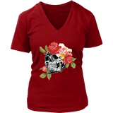 Skull and Flowers Shirt - Halloween T-Shirt - Graphic Tee - Womens Plus Size Up To 4X