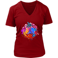 Peace Sign Artistic T-Shirt - Creative Paint Tee - Retro 70s - Womens Plus Size up to 4X