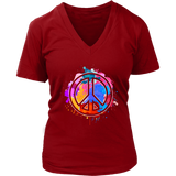 Peace Sign Artistic T-Shirt - Creative Paint Tee - Retro 70s - Womens Plus Size up to 4X