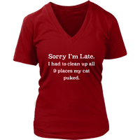 Funny Late Excuse T Shirt Cat Puke Cat Lover Tee Shirt - Womens Plus Size Up To 4X