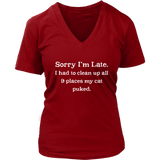 Funny Late Excuse T Shirt Cat Puke Cat Lover Tee Shirt - Womens Plus Size Up To 4X