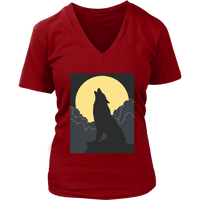 Howling Wolf T-Shirt - Halloween Art T Shirt - Full Moon - Womens Plus Size up to 4X