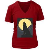 Howling Wolf T-Shirt - Halloween Art T Shirt - Full Moon - Womens Plus Size up to 4X