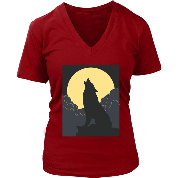 Howling Wolf T-Shirt - Halloween Art T Shirt - Full Moon - Womens Plus Size up to 4X