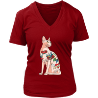 Cat And Tats Inked Cat Lover Tattoo Artist V-Neck T-Shirt Womens Plus Size S-4XL