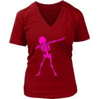 Neon Pink Dabbing Skeleton Tshirt Halloween Dancing Monster - Womens Plus Size up to 4X