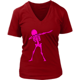 Neon Pink Dabbing Skeleton Tshirt Halloween Dancing Monster - Womens Plus Size up to 4X