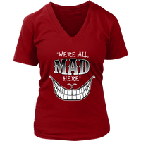 We're All Mad Here Wonderland T-Shirt Cheshire Cat Tee - Womens Plus Size Up To 4X