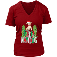 Feliz Navidad Dog Pun Tshirt - Navidog Christmas T-Shirt - Womens Plus Size Up To 4X