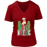 Feliz Navidad Dog Pun Tshirt - Navidog Christmas T-Shirt - Womens Plus Size Up To 4X