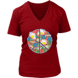 Floral Peace Sign T-Shirt - Retro Daisy Flowers Tee - Womens Plus Size up to 4X