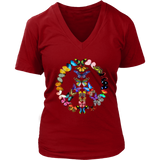 Peace Sign Butterflies Tshirt 60's 70's Boho Butterfly Retro Gift V-Neck T-Shirt Womens Plus Size S-4XL