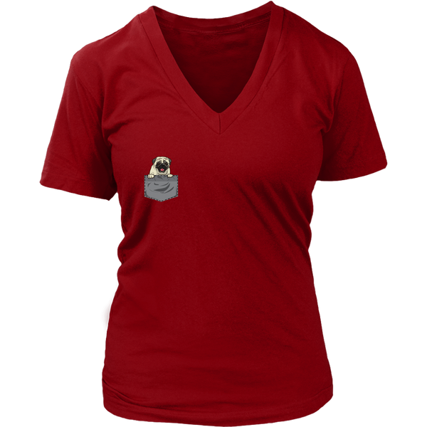 Pug Pocket T-Shirt - Dog Tee Shirt - Pug Puppy Tshirt - Womens Plus Size Up To 4X