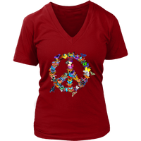 Butterfly Peace Sign Tshirt - Retro 70's Butterflies Tee - Womens Plus Size Up To 4X