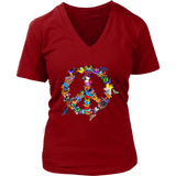 Butterfly Peace Sign Tshirt - Retro 70's Butterflies Tee - Womens Plus Size Up To 4X