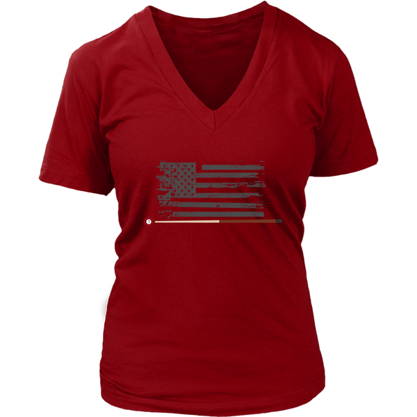 American Pool Player Tshirt - US Flag Billiards Cue Stick - Womens Plus Size Up To 4X