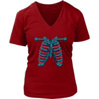 Skeleton Ribs Tshirt - Halloween Ribcage Bones Tee Shirt - Womens Plus Size Up To 4X