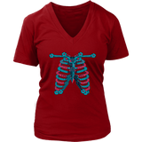 Skeleton Ribs Tshirt - Halloween Ribcage Bones Tee Shirt - Womens Plus Size Up To 4X