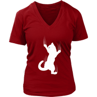 Clinging Kitty T-Shirt - Climbing Cat Tshirt - Claw Marks - Womens Plus Size Up To 4X