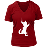 Clinging Kitty T-Shirt - Climbing Cat Tshirt - Claw Marks - Womens Plus Size Up To 4X