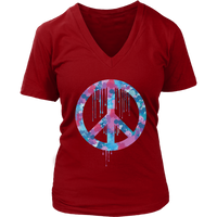 Dripping Paint Peace Sign T-Shirt - Tie Dye Retro Tee - Womens Plus Size up to 4X