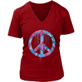 Dripping Paint Peace Sign T-Shirt - Tie Dye Retro Tee - Womens Plus Size up to 4X