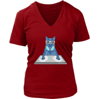 Cat Disc Jockey T-Shirt - Kitty Club DJ Graphic Tshirt - Womens Plus Size Up To 4X