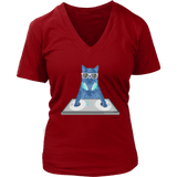 Cat Disc Jockey T-Shirt - Kitty Club DJ Graphic Tshirt - Womens Plus Size Up To 4X