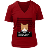 Funny Bad Cats Tee - Police Wanted Cat T-Shirt - Detroit - Womens Plus Size up to 4X