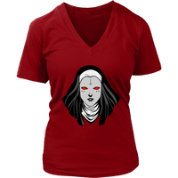 Halloween Occult Nun Tshirt - Creepy Black Religion Gothic T-Shirt - Womens Plus Size Up To 4X