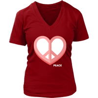 Love Peace Heart Sign T-Shirt - Valentine Retro Tee 60s - Womens Plus Size up to 4X