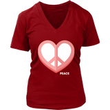 Love Peace Heart Sign T-Shirt - Valentine Retro Tee 60s - Womens Plus Size up to 4X