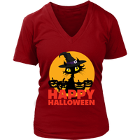 Black Cat Witch T-Shirt - Kitty Halloween Costume TShirt - Womens Plus Size Up To 4X