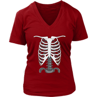 Ribcage Skeleton Tshirt - Halloween Spooky Bones Tee - Womens Plus Size up to 4X