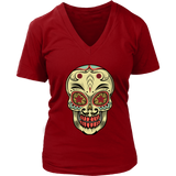 Mexican Sugar Skull Decor Tshirt - Artistic Halloween T-Shirt - Womens Plus Size Up To 4X